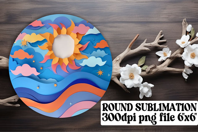 Sunshine Infusion: 3D Sun Circle Sublimation Pack Sublimation afrosvg 