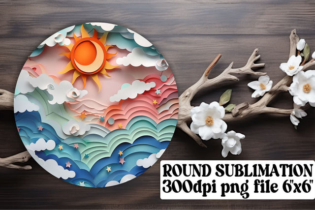 Sunshine Infusion: 3D Sun Circle Sublimation Pack Sublimation afrosvg 