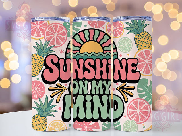 Sunshine Mind 20oz Tumbler, Sunshine On My Mind Quote, Beach Vibes Phrase, Sublimation Tumbler Wrap, 20oz Tumbler, Coastal Summer Gift, Bright Ocean Style Sublimation SvggirlplusArt 