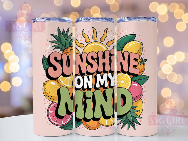 Sunshine Mind 20oz Tumbler, Sunshine On My Mind Quote, Beach Vibes Phrase, Sublimation Tumbler Wrap, 20oz Tumbler, Coastal Summer Gift, Bright Ocean Style Sublimation SvggirlplusArt 