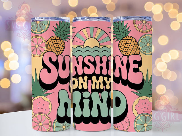 Sunshine Mind 20oz Tumbler, Sunshine On My Mind Quote, Beach Vibes Phrase, Sublimation Tumbler Wrap, 20oz Tumbler, Coastal Summer Gift, Bright Ocean Style Sublimation SvggirlplusArt 