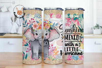 Sunshine Mixed with a Little Hurricane 20 oz Skinny Tumbler PNG Sublimation Rabbitmakies 