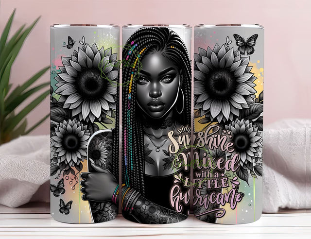Sunshine Mixed With Hurricane Tumbler Wrap, Sassy Cool Inspirational 20oz Tumbler Sublimation Wrap Design PNG Sublimation PixelChick 