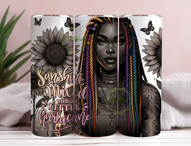 Sunshine Mixed With Hurricane Tumbler Wrap, Sassy Cool Inspirational 20oz Tumbler Sublimation Wrap Design PNG Sublimation PixelChick 
