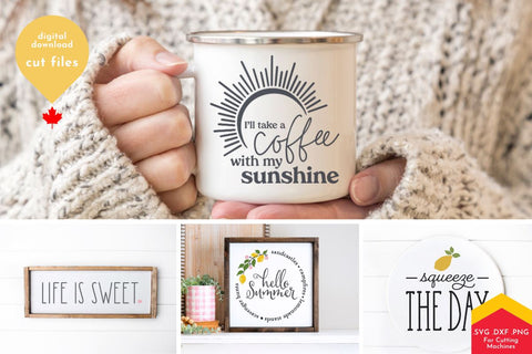 Sunshine Quotes SVG Bundle: Summer Crafting Cut File Designs for DIY Projects and Home Decor SVG Lettershapes 