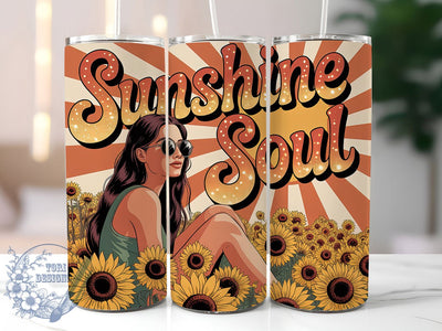 Sunshine Soul Boho Hippie Tumbler, Boho Hippie Cup, Summer Aesthetic Drinkware, 20Oz Tumbler Wrap, Sublimation Tumbler Design, Hippie Girl Coffee Mug, Bohemian Summer Tumbler Sublimation ToriDesigns 