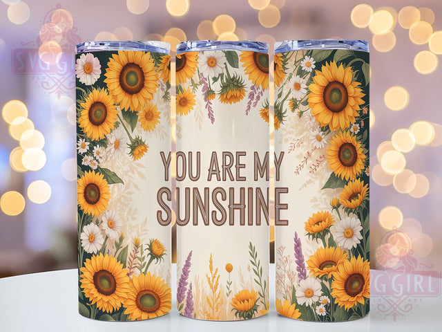 Sunshine Sunflower Quote Tumbler Wrap, Sunshine Floral Design, Inspirational Sunflower Art, Happy Flower Tumbler, Summer Sunflower Wrap, Positive Message Design, Cheerful Floral Print Sublimation SvggirlplusArt 