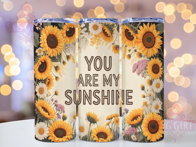 Sunshine Sunflower Quote Tumbler Wrap, Sunshine Floral Design, Inspirational Sunflower Art, Happy Flower Tumbler, Summer Sunflower Wrap, Positive Message Design, Cheerful Floral Print Sublimation SvggirlplusArt 
