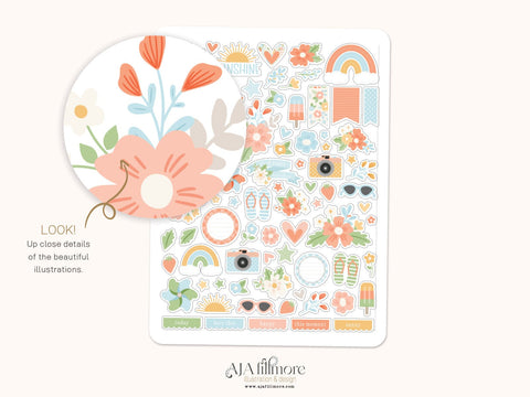 Sunshiny Day Summer Sticker Set SVG Aja Nicole Designs 