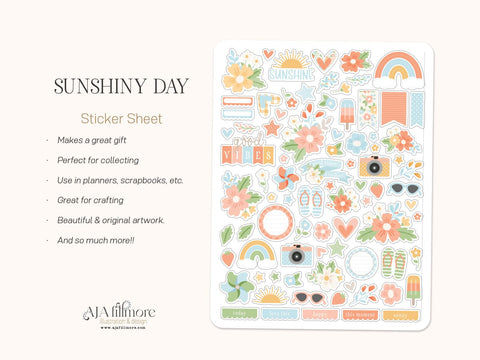 Sunshiny Day Summer Sticker Set SVG Aja Nicole Designs 
