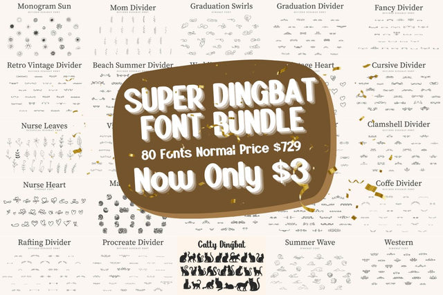 Super Dingbat Font Bundle Font Masyafi Studio 