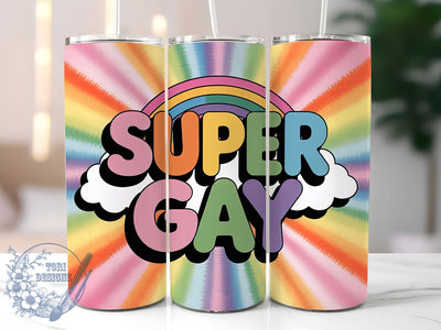 Super Gay Pride 20oz Tumbler, Super Gay, Tumbler Wrap, Sublimation Design, 20oz Tumbler, LGBTQ Pride, Equality Sublimation ToriDesigns 