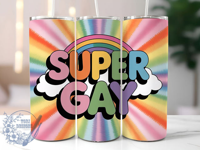 Super Gay Pride 20oz Tumbler, Super Gay, Tumbler Wrap, Sublimation Design, 20oz Tumbler, LGBTQ Pride, Equality Sublimation ToriDesigns 