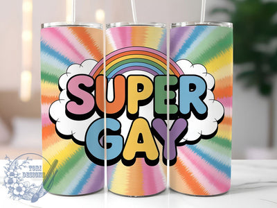 Super Gay Pride 20oz Tumbler, Super Gay, Tumbler Wrap, Sublimation Design, 20oz Tumbler, LGBTQ Pride, Equality Sublimation ToriDesigns 