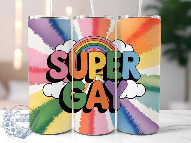 Super Gay Pride 20oz Tumbler, Super Gay, Tumbler Wrap, Sublimation Design, 20oz Tumbler, LGBTQ Pride, Equality Sublimation ToriDesigns 