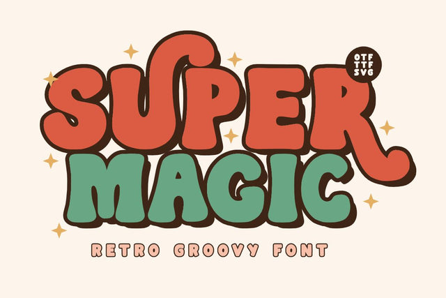 Super Magic - Retro Groovy Font Font Masyafi Studio 