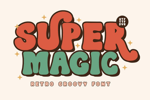 Super Magic - Retro Groovy Font Font Masyafi Studio 