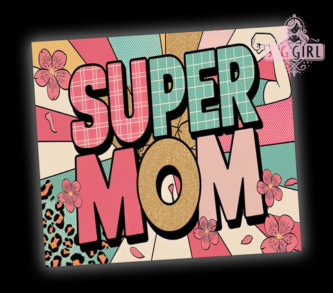 Super Mom Glitter 20oz Tumbler, Mom Life Drinkware, 20oz Sublimation, Mother's Day Gift, Personalized Mom Tumbler, Glitter Tumbler, Unique Gift for Mom Sublimation SvggirlplusArt 
