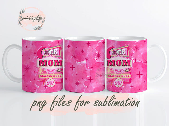 Super Mom Mug Wrap Design, Instant Digital Design Download Mug Wrap Design, Mug Design PNG Sublimation PrintingLife 