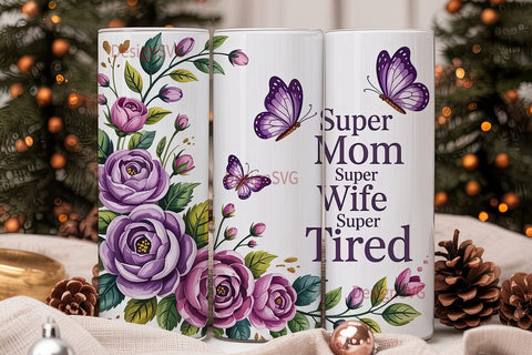 Super Mom Tumbler Wrap PNG Sublimation DesignSVG 