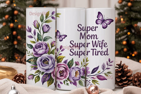 Super Mom Tumbler Wrap PNG Sublimation DesignSVG 