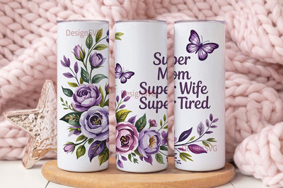 Super Mom Tumbler Wrap PNG Sublimation DesignSVG 