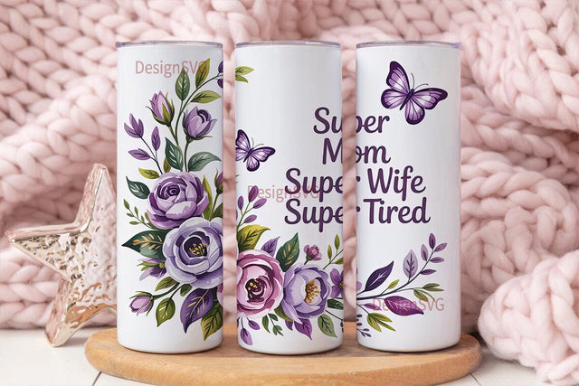 Super Mom Tumbler Wrap PNG Sublimation DesignSVG 