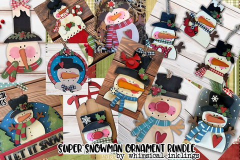 Super Snowman Laser SVG Ornament Bundle SVG Whimsical Inklings 