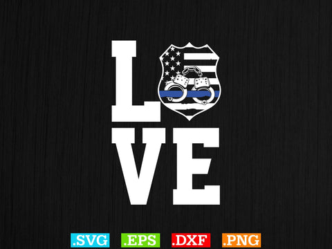 Support Law Enforcement Love Thin Blue Line Heart Flag Gift T-Shirt Shirt, Police Svg, Back the Blue Svg, Thin Blue Line Svg, Police Officer Svg SVG Creativeart88 
