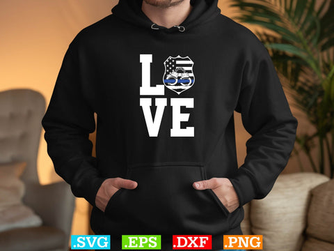 Support Law Enforcement Love Thin Blue Line Heart Flag Gift T-Shirt Shirt, Police Svg, Back the Blue Svg, Thin Blue Line Svg, Police Officer Svg SVG Creativeart88 