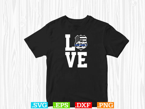 Support Law Enforcement Love Thin Blue Line Heart Flag Gift T-Shirt Shirt, Police Svg, Back the Blue Svg, Thin Blue Line Svg, Police Officer Svg SVG Creativeart88 