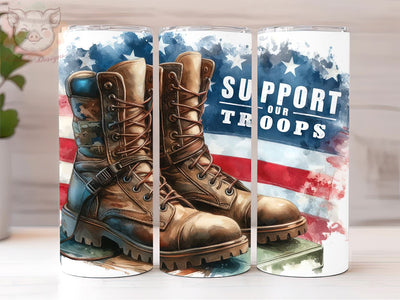 Support Our Troops 20oz Tumbler Png, Straight & Tapered Tumbler Png, Patriotic American Tumbler Png, Digital Download PNG Sublimation Lara' s Designs 