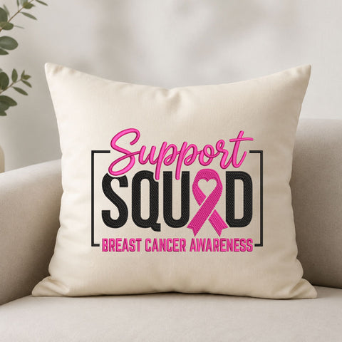 Support Squad Breast Cancer Awareness Machine Embroidery Design – Pink Ribbon Embroidery File Embroidery/Applique DESIGNS PatternFeed8 