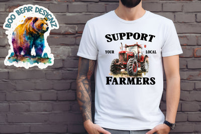 Support Your Local Farmers Clipart Sublimation Boo Bear Designz 