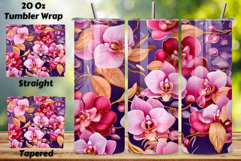 Supreme Orchid Tumbler Wrap, Seamless Wrap PNG, Celestial Orchid Tumbler Wrap, Seamless Design PNG Sublimation FloridPrintables 