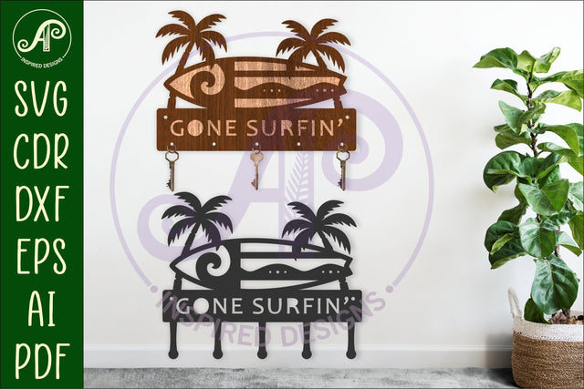 Surf board Key holders for metal and laser cutting SVG APInspireddesigns 