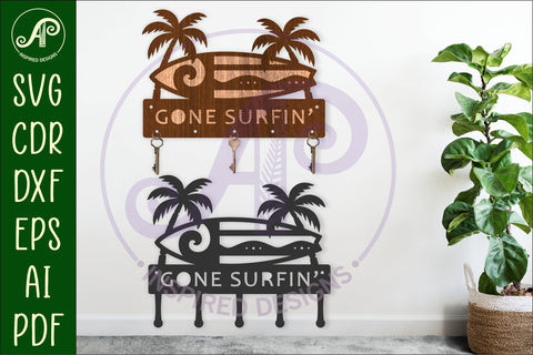 Surf board Key holders for metal and laser cutting SVG APInspireddesigns 
