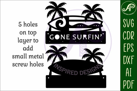 Surf board Key holders for metal and laser cutting SVG APInspireddesigns 