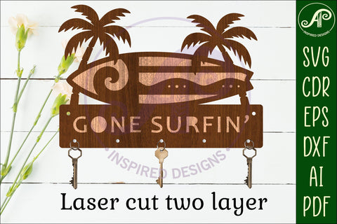 Surf board Key holders for metal and laser cutting SVG APInspireddesigns 