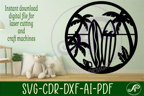 Surf boards beach wall art sign, SVG file SVG APInspireddesigns 