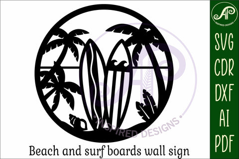 Surf boards beach wall art sign, SVG file SVG APInspireddesigns 