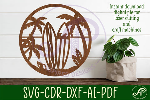 Surf boards beach wall art sign, SVG file SVG APInspireddesigns 