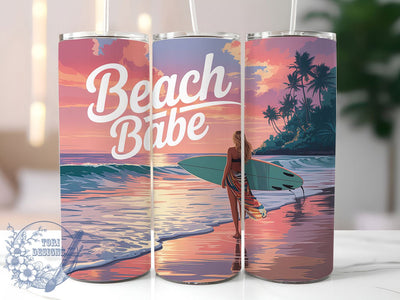 Surf Coastal Beach 20oz Tumbler, Beach Babe Sublimation, Surf Life Wrap, Summer Beach PNG, 20oz Skinny Tumbler, Coastal Girl Aesthetic, Ocean Vibe Design Sublimation ToriDesigns 