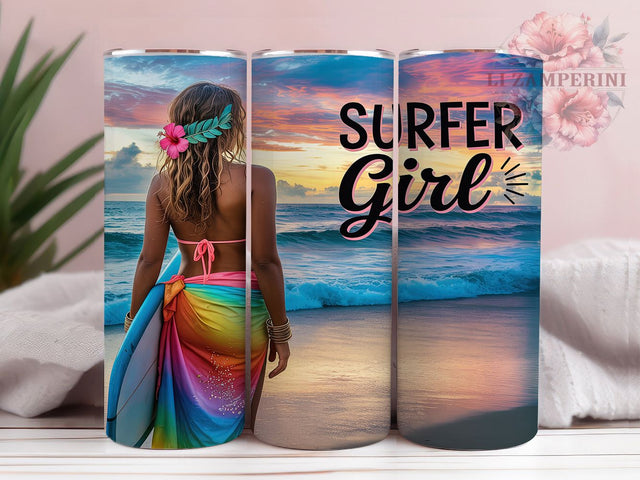 Surf Girl Wave Rider Tumbler Wrap, Beach Girl Design, Ocean Sports Theme, Female Surfer Gift, Wave Rider Present, Surfing Lifestyle, Beach Sport Tumbler Sublimation Li Zamperini 