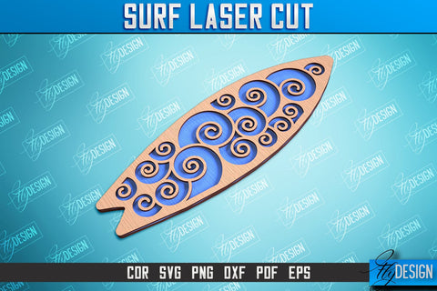 Surf Laser Cut Bundle | Wooden Surfboards | 3D Surf Design | Summer Design | CNC File SVG Fly Design 