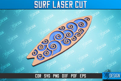 Surf Laser Cut | Wooden Surfboards | 3D Surf Design | Summer Design | CNC File SVG Fly Design 