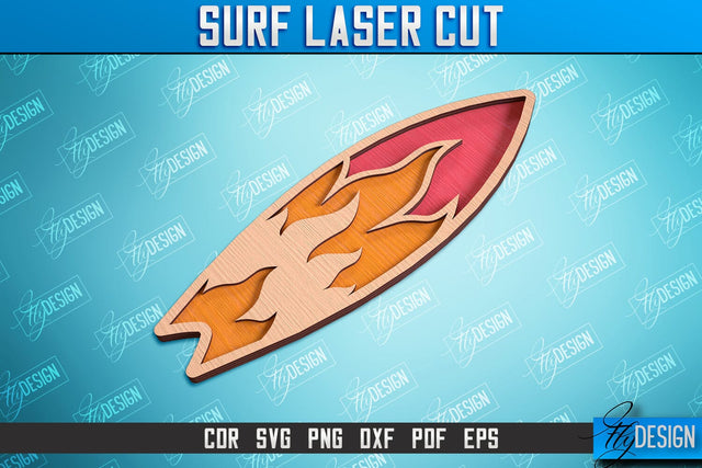 Surf Laser Cut | Wooden Surfboards | 3D Surf Design | Summer Design | CNC File SVG Fly Design 