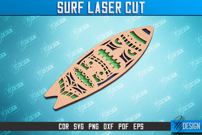 Surf Laser Cut | Wooden Surfboards | 3D Surf Design | Summer Design | CNC File SVG Fly Design 