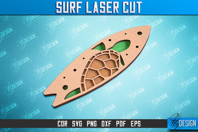 Surf Laser Cut | Wooden Surfboards | 3D Surf Design | Summer Design | CNC File SVG Fly Design 
