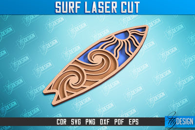 Surf Laser Cut | Wooden Surfboards | 3D Surf Design | Summer Design | CNC File SVG Fly Design 